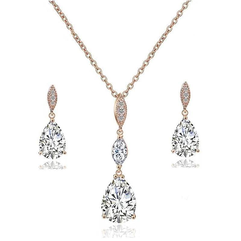 Rose Gold Crystal Bridal Jewellery Set 1860