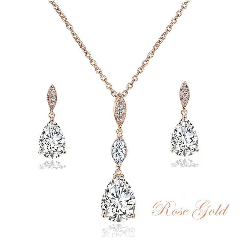 Rose Gold Crystal Bridal Jewellery Set 1860