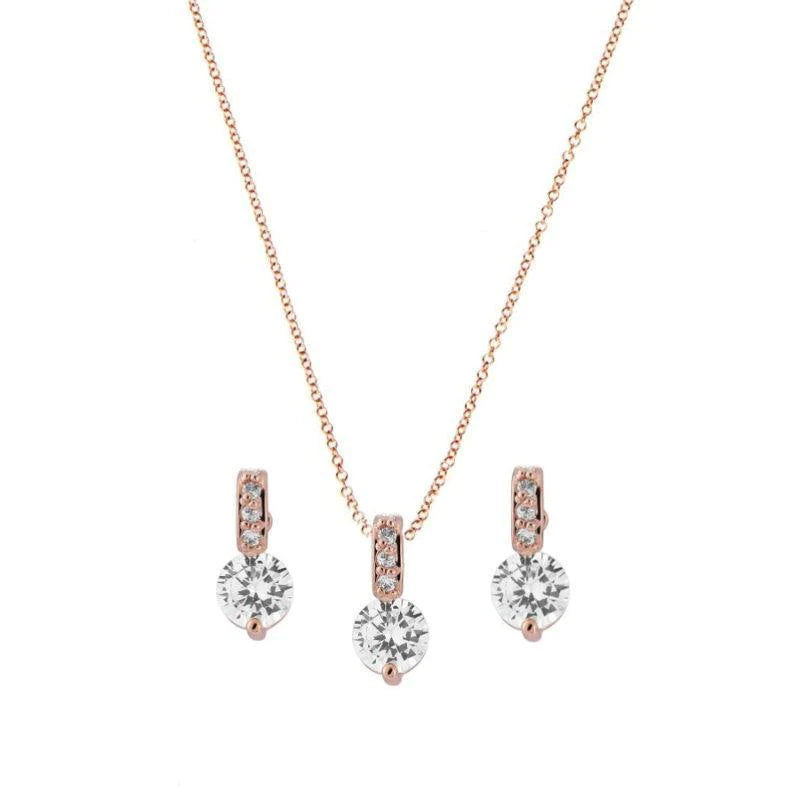 Rose Gold Crystal Bridal Jewellery Set 4021