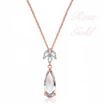 Rose Gold Crystal Drop Necklace, Bridal Jewellery 9169