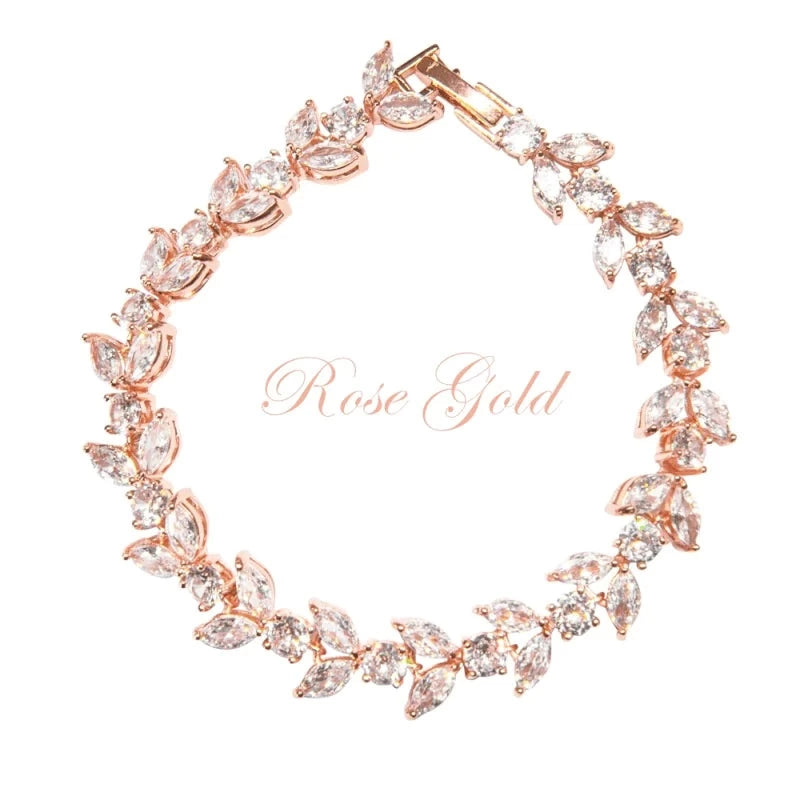 Rose Gold Crystal Wedding Bracelet 7843