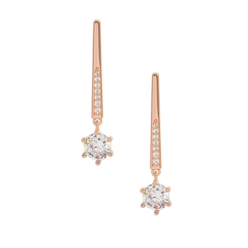 Rose Gold Drop Necklace & Earring Jewellery Set 7712