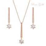 Rose Gold Drop Necklace & Earring Jewellery Set 7712