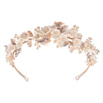 Rose Gold Floral Bridal Headband with Pearls, 7898