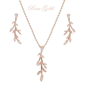 
            
                Load image into Gallery viewer, Rose Gold Vine Crystal Necklace &amp;amp; Earring Jewellery Set 7717
            
        