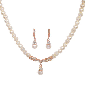 
            
                Load image into Gallery viewer, Rose Gold Vintage Inspired Pearl Bridal Jewellery Set 7679
            
        