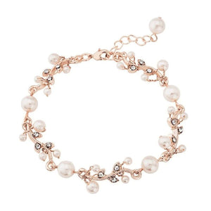 Rose Gold Wedding Bracelet with Pearls and Crystals 1455