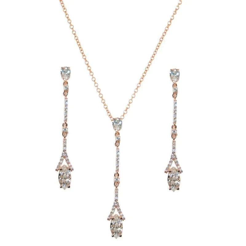 Rose Gold Wedding Jewellery Set with Crystals 1459
