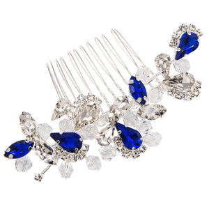 
            
                Load image into Gallery viewer, Sapphire Blue Crystal Hair Comb, A9795
            
        