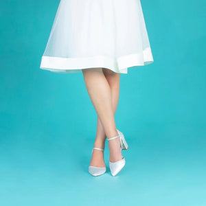Satin Bridal Shoe with Silver Glitter Trim, By Perfect Bridal, Robyn