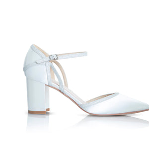 Satin Bridal Shoe with Silver Glitter Trim, By Perfect Bridal, Robyn