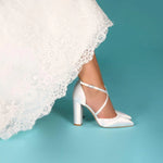 Satin Wedding Shoes with Block Heel, By Perfect Bridal, KIERA