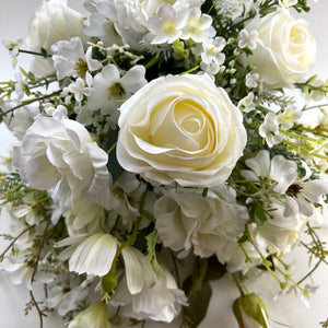 Silk Wedding Bouquet, Hand Tied Bridal Bouquet, Ivory Flowers, All Sizes FL11
