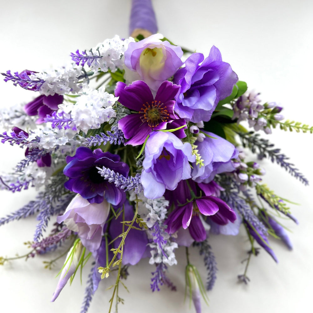 
            
                Load image into Gallery viewer, Silk Wedding Bouquet, Hand Tied Bridal Bouquet, Lavender Flowers, All Sizes FL13
            
        