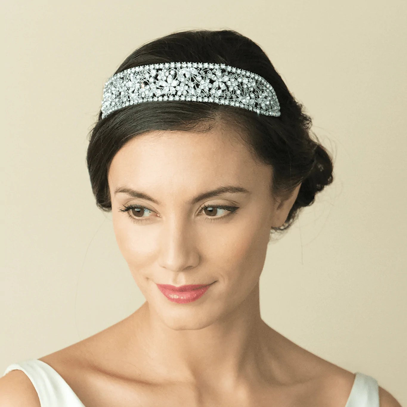 Silver Wedding Tiara Crystals, Lisette