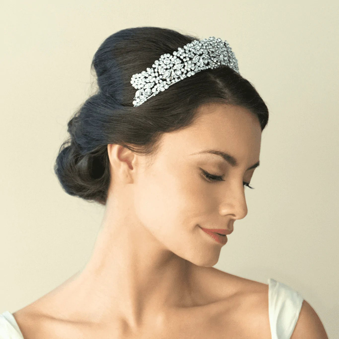 Silver Crystal Wedding Tiara, Queen Anne