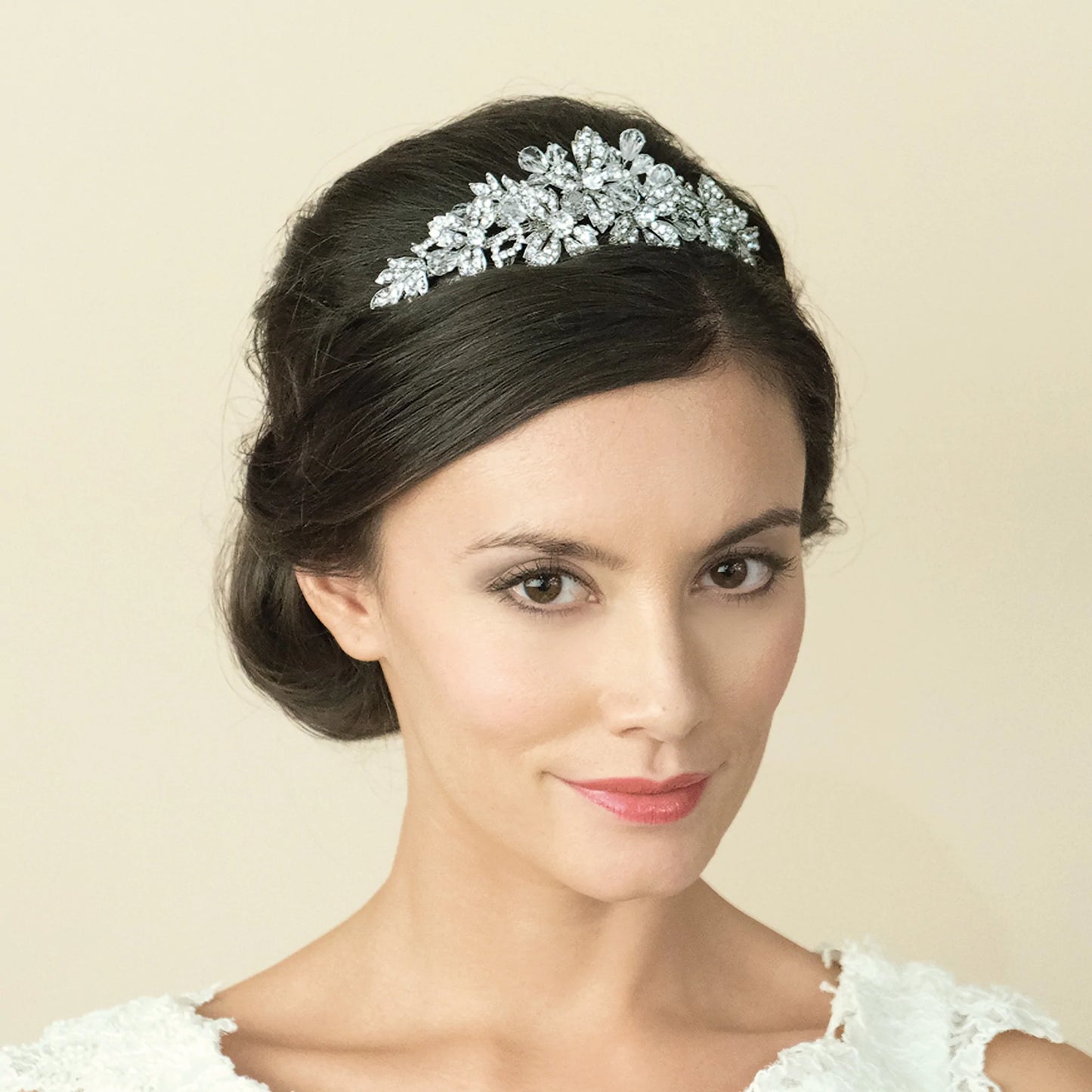 Silver Wedding Tiara with Crystals, SHANNON