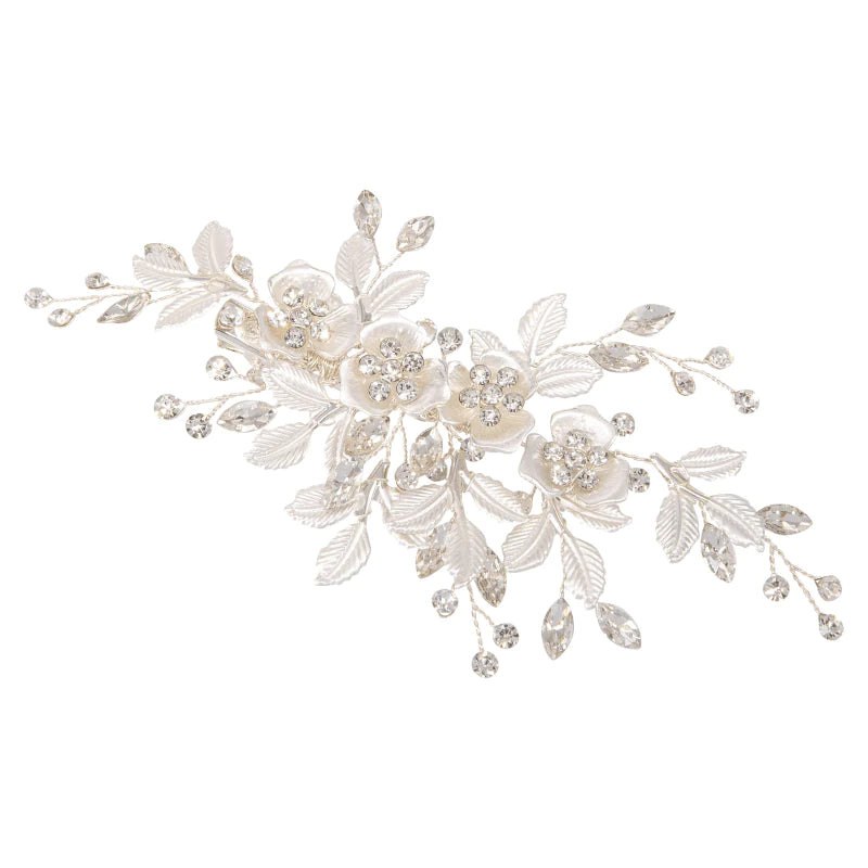 Silver Bridal Hair Clip with Crystals, A7576