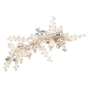 Silver Bridal Hair Clip with Crystals & Pearls, A9071