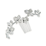 Silver Bridal Hair Comb with Crystals PEONY