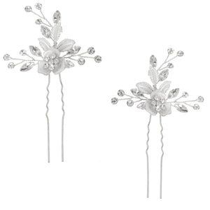 
            
                Load image into Gallery viewer, Silver Bridal Hair Pins with Crystals, 7694
            
        