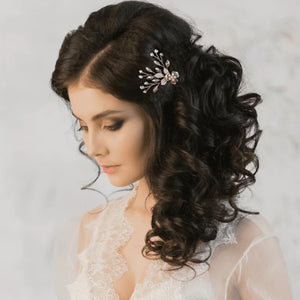 Silver Bridal Hair Pins with Crystals, 7694
