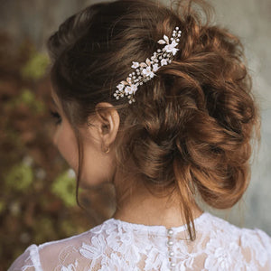 Silver Bridal Hair Pins with Crystals and Pearls, 7558