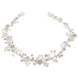 Silver Bridal Hair Vine with Crystals & Pearls, A7603