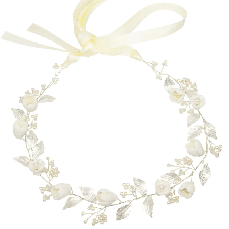 
            
                Load image into Gallery viewer, Silver Bridal Hair Vine with Crystals &amp;amp; Pearls, A9085
            
        