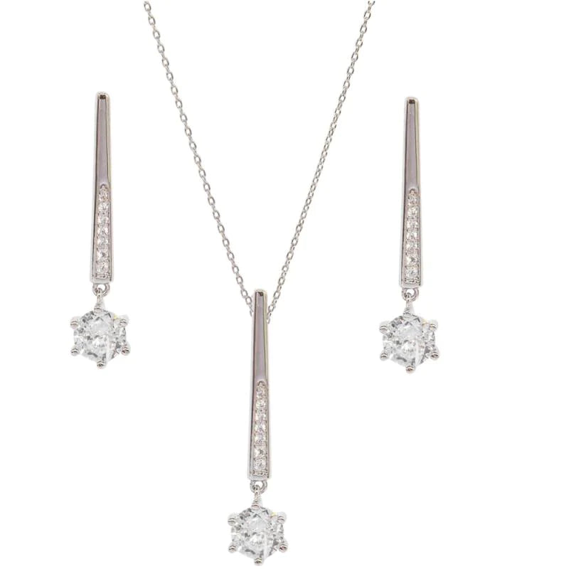 Silver Crystal Bridal Jewellery Set 7713