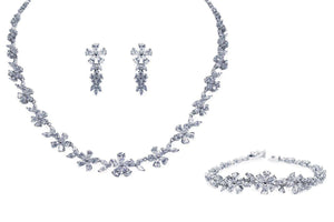 
            
                Load image into Gallery viewer, Silver Crystal Bridal Jewellery Set, Cherish
            
        