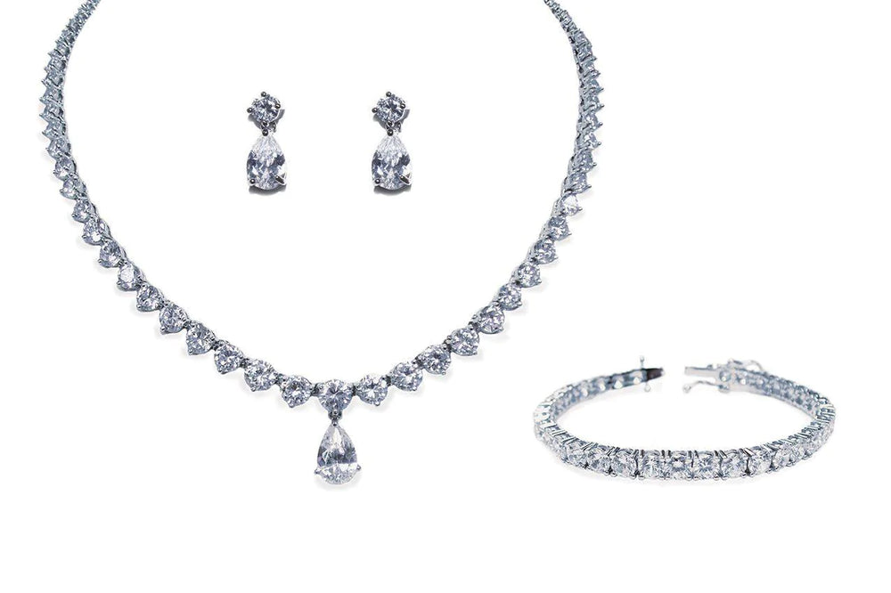 Silver Crystal Bridal Jewellery Set, Imperial