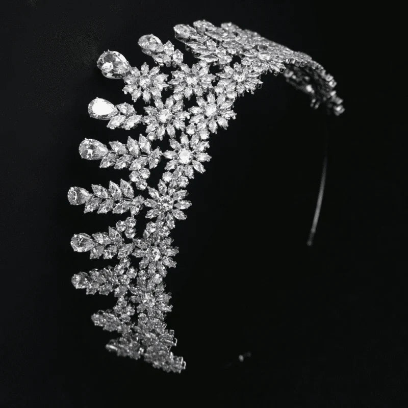 Silver Crystal Bridal Tiara Crown, 7597