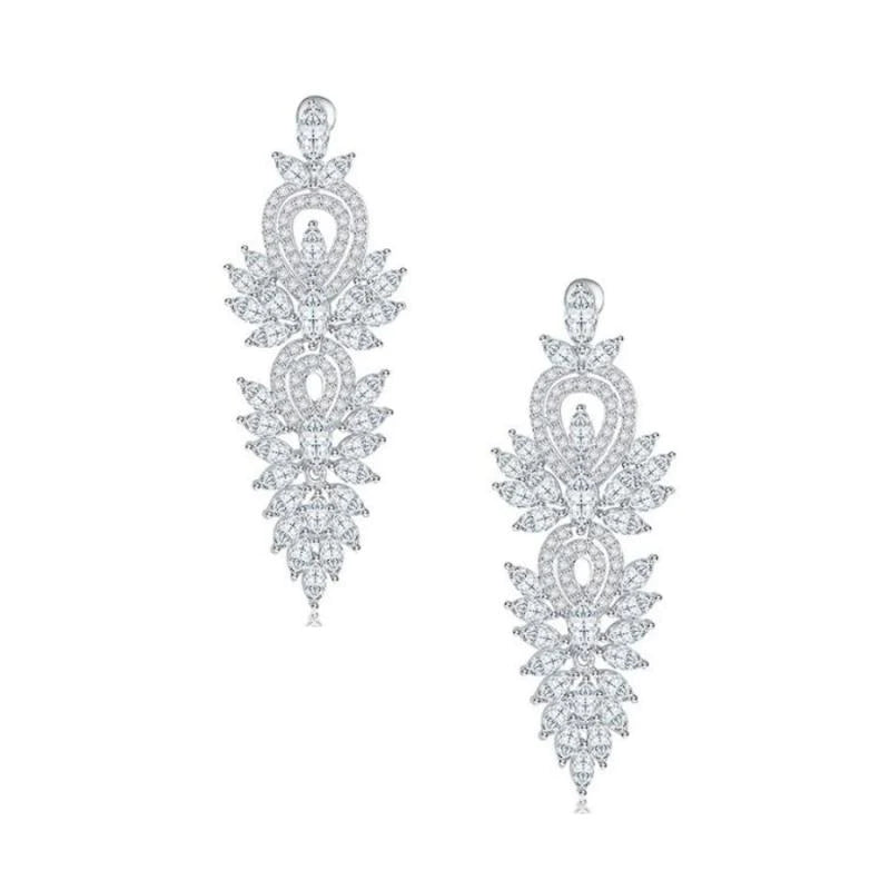 Silver Crystal Chandelier Wedding Earrings 1132
