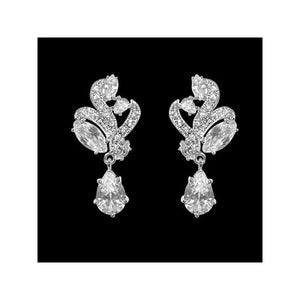 Silver Crystal Drop Wedding Earrings 3502