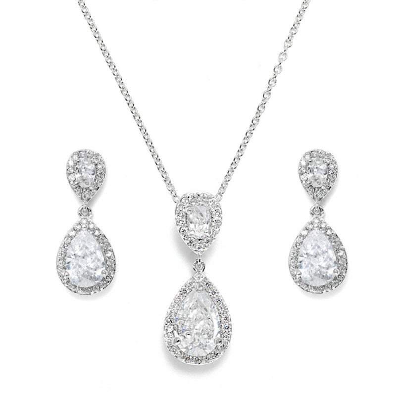 Silver Crystal Necklace & Earring Bridal Jewellery Set 4074