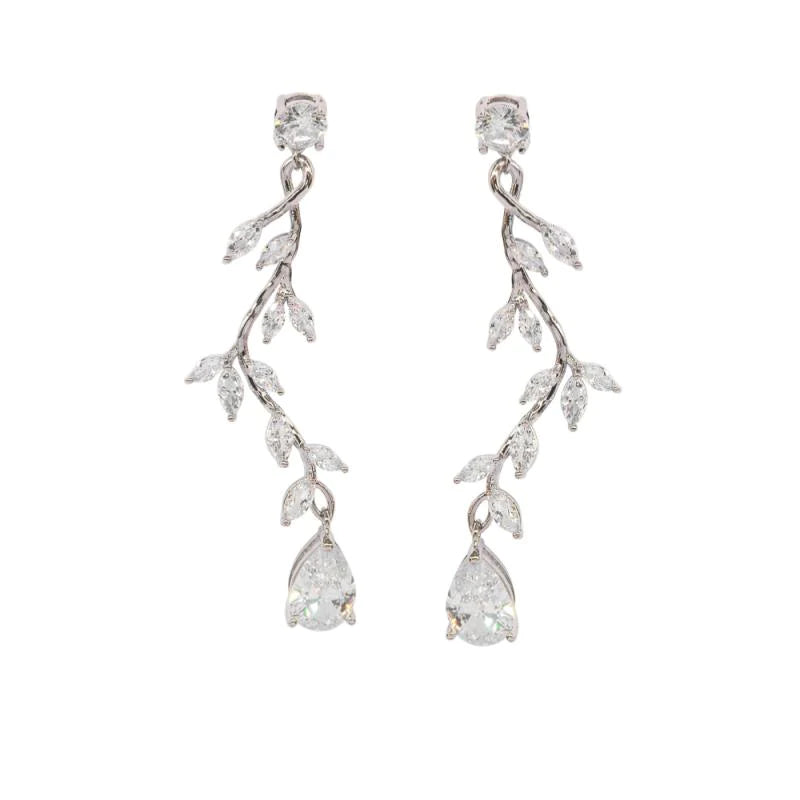 
            
                Load image into Gallery viewer, Silver Crystal Vine Chandelier Wedding Earrings 7719
            
        