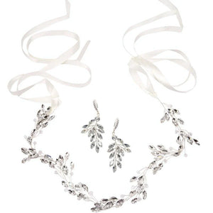 Silver Crystal Wedding Hair Vine and Earring Set, 7315