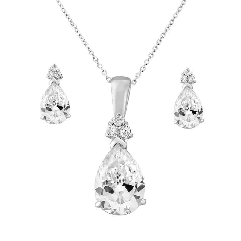 Silver Crystal Wedding Jewellery Set 3516