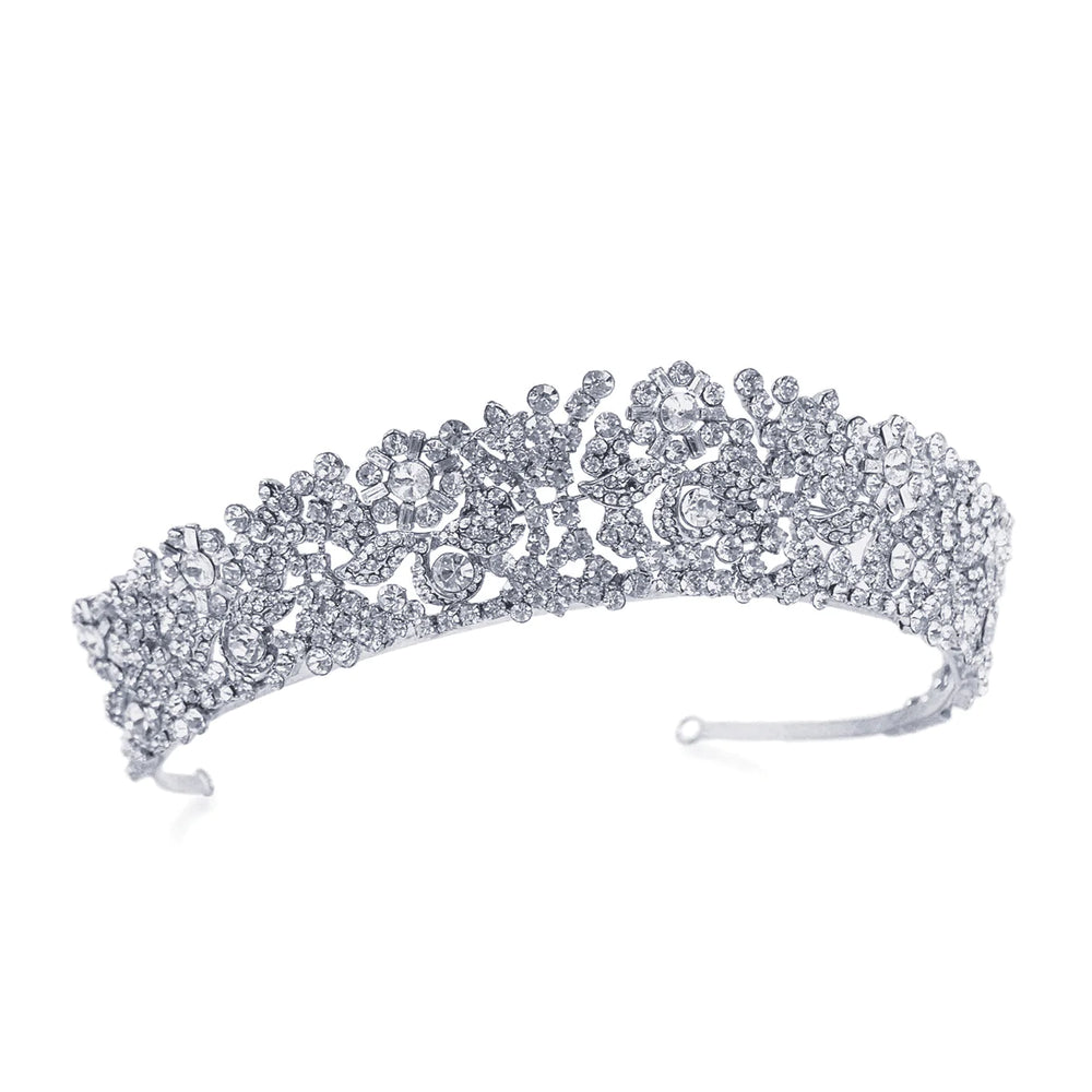 Silver Crystal Wedding Tiara, Queen Anne