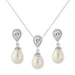 Silver Crystal and Pearl Wedding Jewellery Set 7050