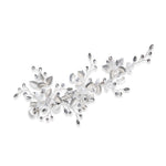 Silver Floral Bridal Hair Clip with Crystals, FLORA