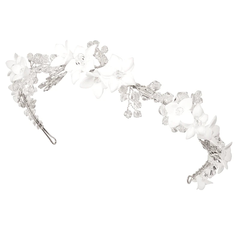 Silver Floral Wedding Headband Crystals, 7840