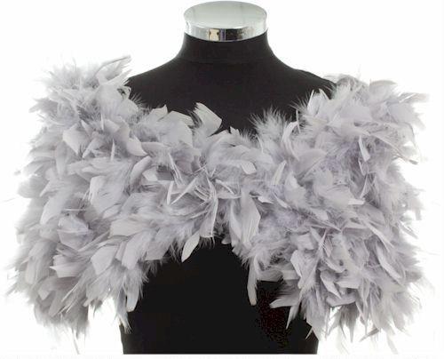 
            
                Load image into Gallery viewer, Silver Grey Ruffle Feather Bridal Stole / Wrap
            
        