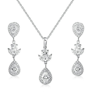 Silver Vintage Inspired Crystal Bridal Jewellery Set 7334