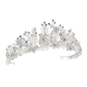 
            
                Load image into Gallery viewer, Silver Vintage Inspired Wedding Tiara with Crystals and Pearls ANIKA
            
        