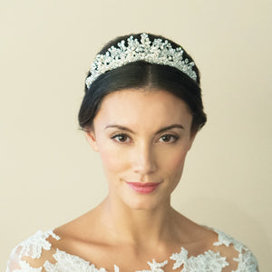 
            
                Load image into Gallery viewer, Silver Vintage Inspired Wedding Tiara with Crystals and Pearls ANIKA
            
        