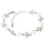 Silver Wedding Bracelet with Pearls and Crystals 7539