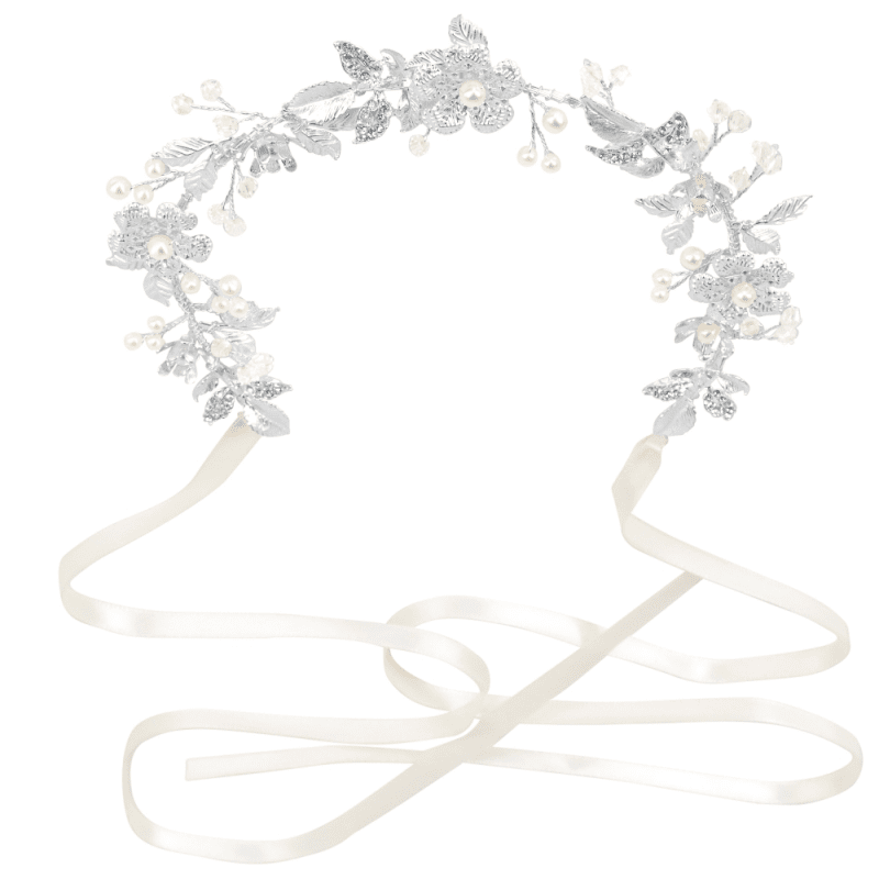 Silver Wedding Hair Vine with Pearls, 9314