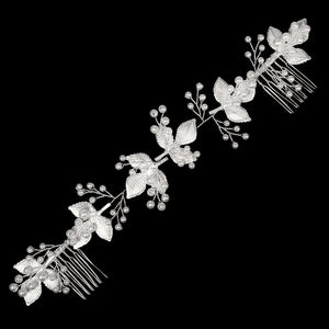 
            
                Load image into Gallery viewer, Silver Wedding Hair Vine with Pearls, A7918
            
        